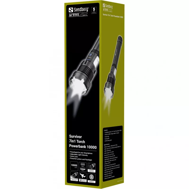 Sandberg Survivor 7in1 Taschenlampe Powerbank 10000