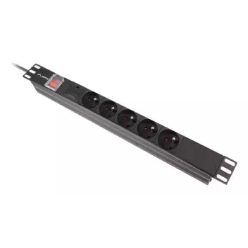 PDU Lanberg PDU-05E-0200-BK 5 AC-Steckdosen 1U Schwarz