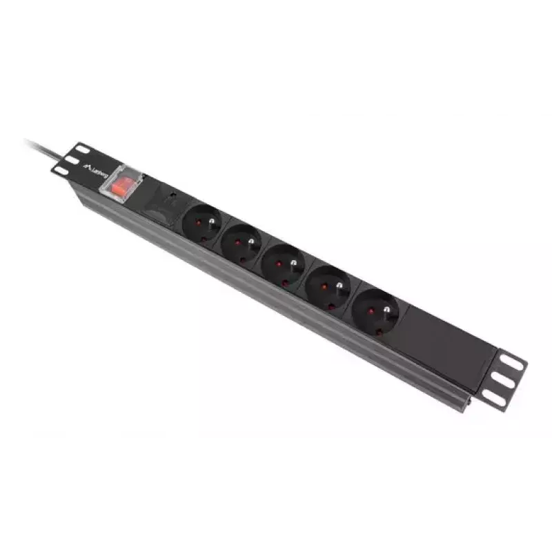 PDU Lanberg PDU-05E-0200-BK 5 AC-Steckdosen 1U Schwarz