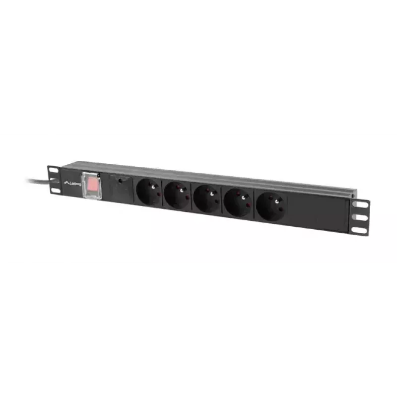 PDU Lanberg PDU-05E-0200-BK 5 AC-Steckdosen 1U Schwarz
