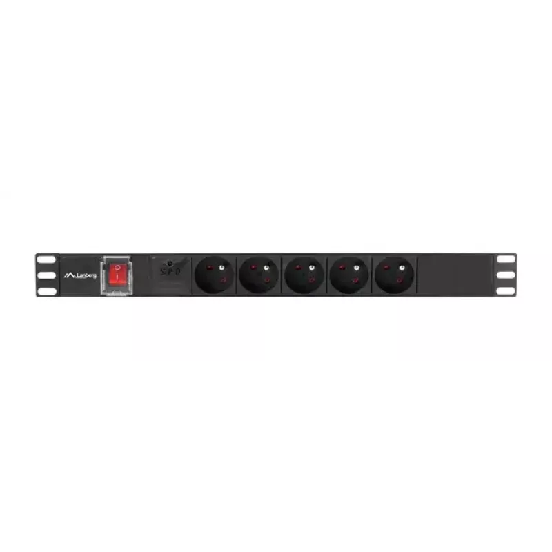 PDU Lanberg PDU-05E-0200-BK 5 AC-Steckdosen 1U Schwarz