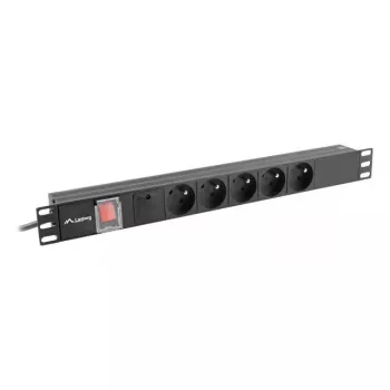 PDU Lanberg PDU-05E-0200-BK 5 AC-Steckdosen 1U Schwarz
