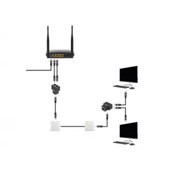Kabel-Splitter Lanberg ADS-RJ45-2RJ45-OS Schwarz