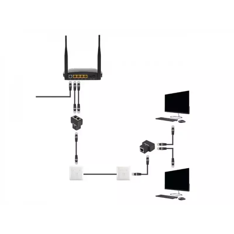 Kabel-Splitter Lanberg ADS-RJ45-2RJ45-OS Schwarz