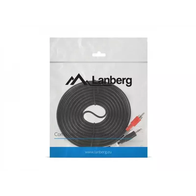 Audiokabel LANBERG 3,5 mm auf 2×Cinch-Stecker, 5 m, schwarz