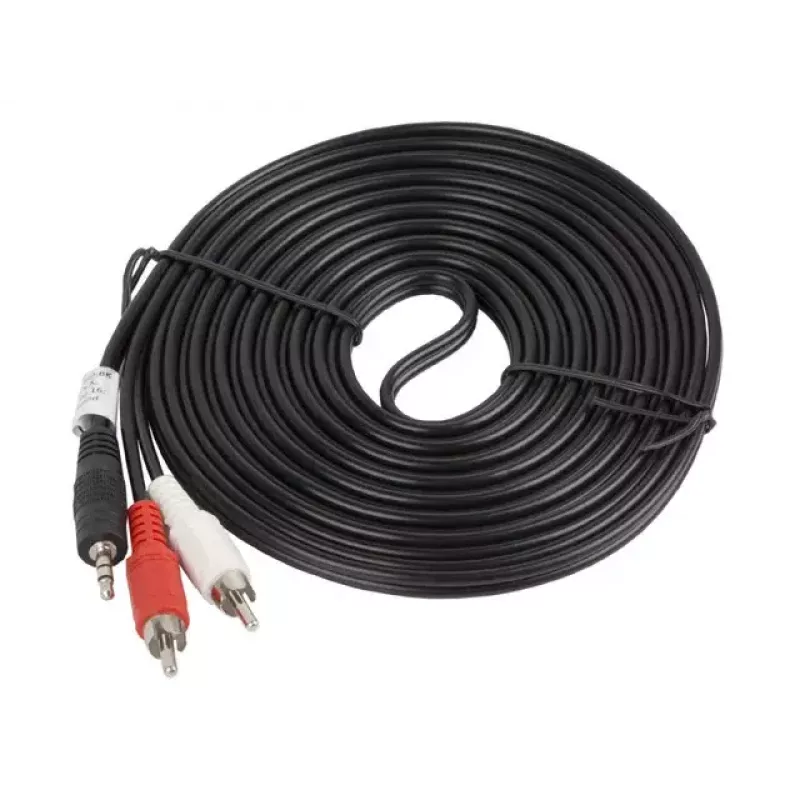 Audiokabel LANBERG 3,5 mm auf 2×Cinch-Stecker, 5 m, schwarz
