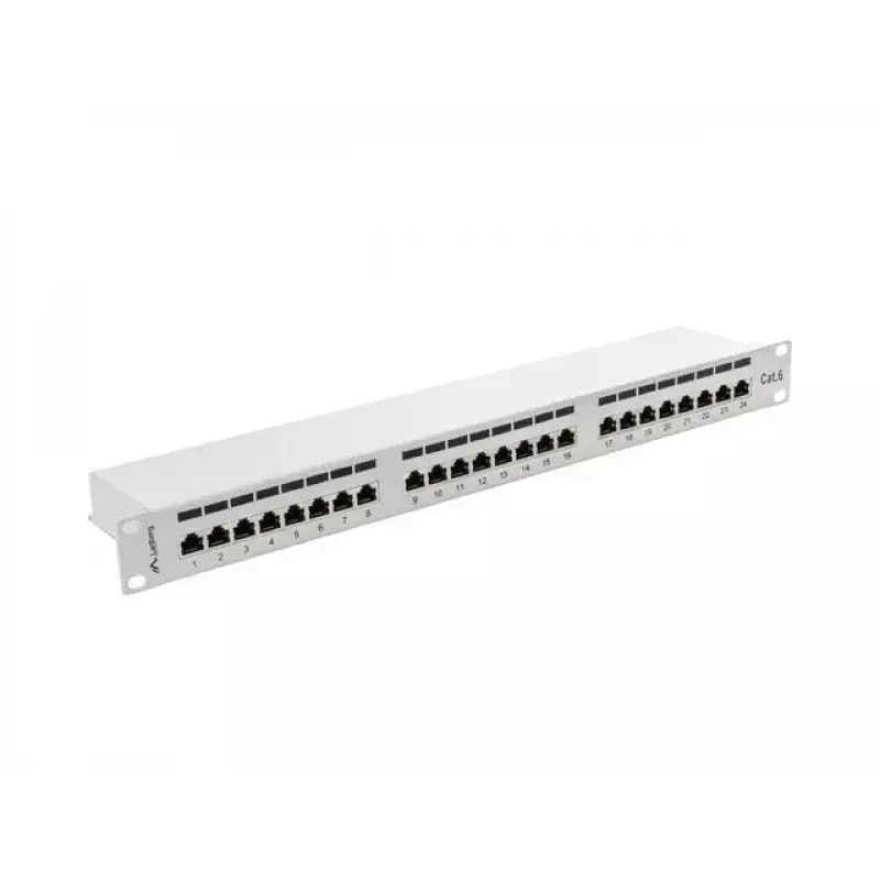 Lanberg Patch Panel 24 Port 1U, Kat. 6, geschirmt, grau