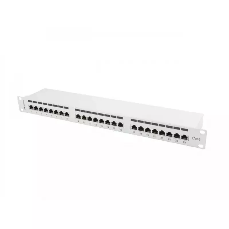 Lanberg Patch Panel 24 Port 1U, Kat. 6, geschirmt, grau