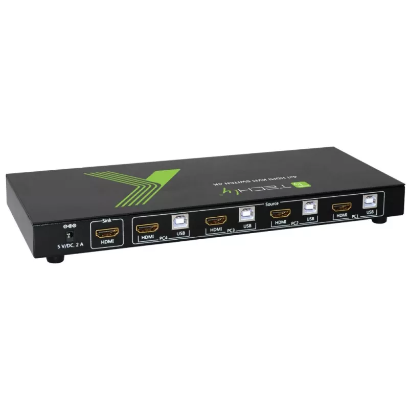 Techly 4x1 USB HDMI 4Kx2K IDATA KVM-HDMI4U KVM-Switch Schwarz