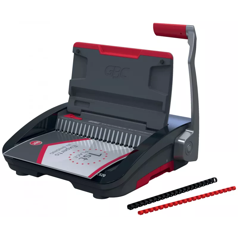 GBC CombBind® CB20 Manuelle Bindemaschine, Plastikbindung, Manuell, 240 Blatt, Schwarz, Rot