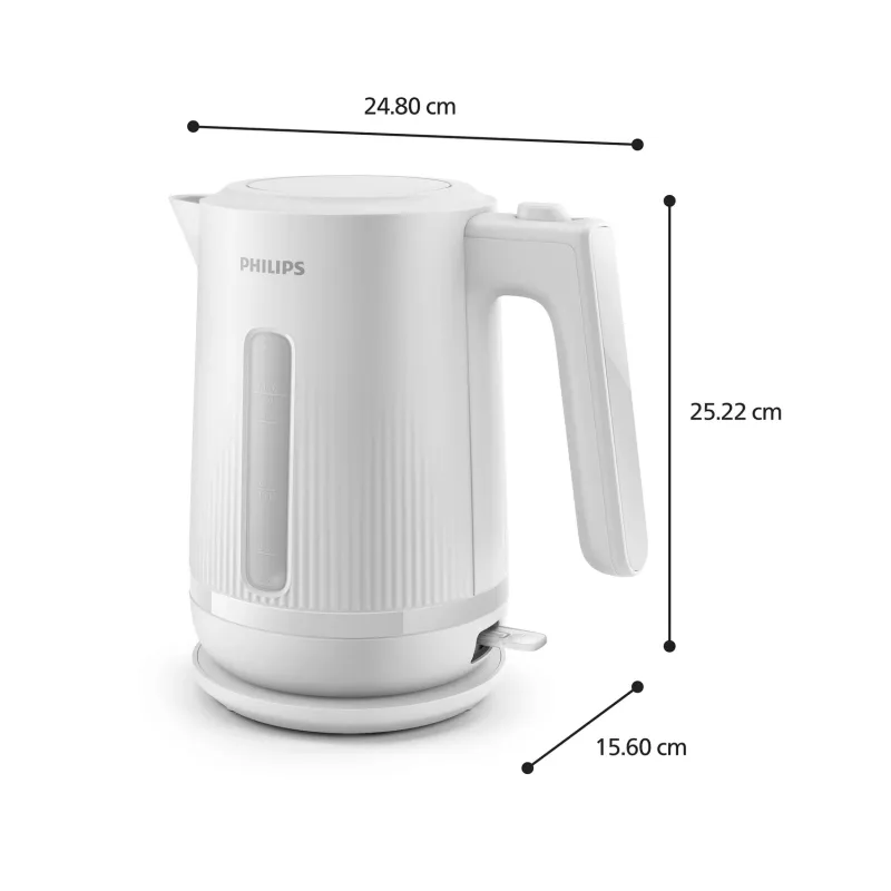 Philips 3000 Series Wasserkocher, 1,7 l, 2200 W, Weiß, Kunststoff, Überhitzungsschutz, kabellos