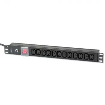 Techly Rack 19 Zoll PDU 12 VDE-Ausgänge mit C20-Stecker und Schalter