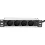 Techly I-CASE M10-4D Stromverteilereinheit (PDU) 4 AC-Ausgänge 1U Schwarz, Silber