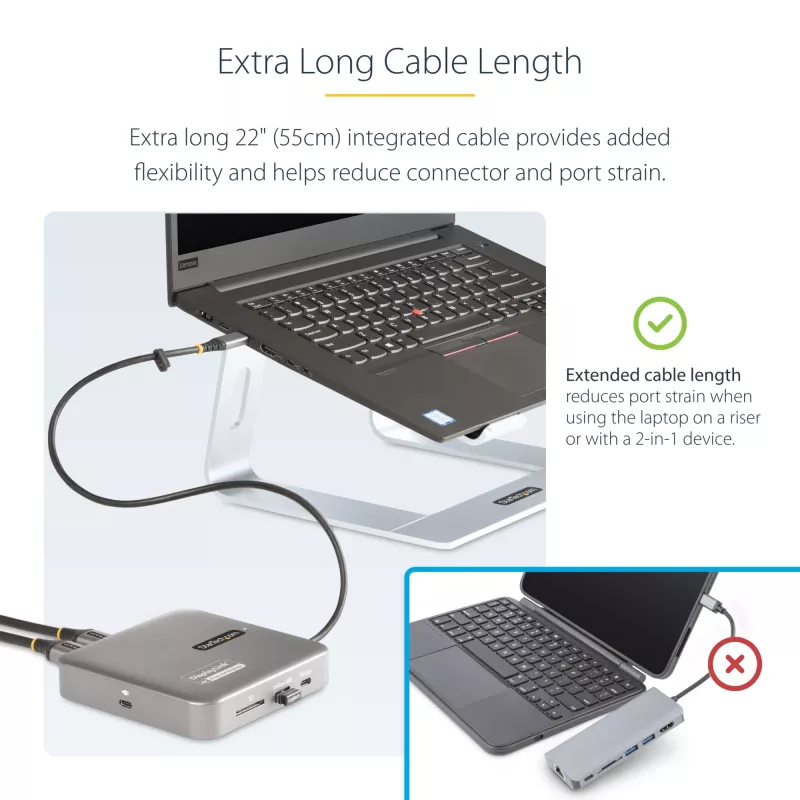 StarTech.com USB-C Dockingstation, Dual 4K 60Hz HDMI, kompatibel mit Macbook Pro (M1/M2/M3/M4) und Windows, USB-A/USB-C 10Gbps Hub, 100W Power Delivery, GbE, SD, 56cm Kabel