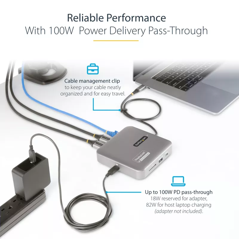 StarTech.com USB-C Dockingstation, Dual 4K 60Hz HDMI, kompatibel mit Macbook Pro (M1/M2/M3/M4) und Windows, USB-A/USB-C 10Gbps Hub, 100W Power Delivery, GbE, SD, 56cm Kabel