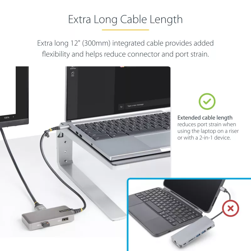 StarTech.com USB-C-Multiport-Adapter – 4K 60Hz HDMI – HDR – 2-Port 5Gbps USB 3.0 Hub – 100W Power Delivery Pass-Through – GbE – Works with Chromebook zertifiziert – Windows/macOS