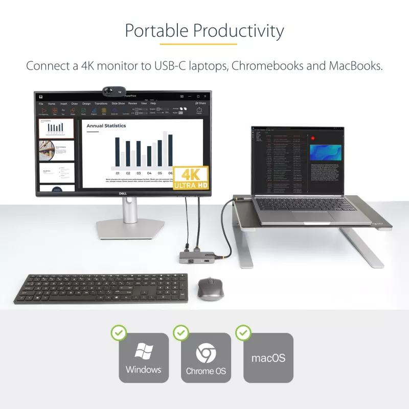 StarTech.com USB-C-Multiport-Adapter - 4K 60Hz HDMI mit HDR - 3-Port-USB-Hub - 100W Power Delivery Durchschleifung - Works With Chromebook zertifiziert - Windows/macOS/iPadOS/Android™