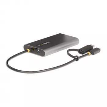 StarTech.com USB-C auf Dual-HDMI-Adapter – USB-C oder A auf 2x HDMI – 4K 60Hz – 100W Power Delivery Pass-Through – 30 cm (1ft) integriertes Kabel – USB-zu-HDMI Multi-Monitor-Konverter für Laptop – TAA