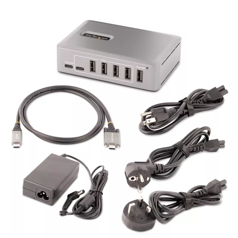 StarTech.com 10-Port USB-C Hub - 8x USB-A/2x USB-C - Self-Powered w/65W Power Supply - USB 3.1 10Gbps - Desktop/Laptop USB Hub w/USB-IF Certified 3ft Locking Kabel, USB C Hub