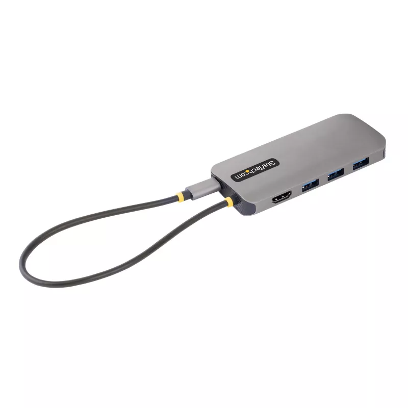 StarTech.com USB-C-Multiport-Adapter – 4K 60Hz HDMI-Video, 3-Port 5Gbit/s USB-A-Hub, 100W USB Power Delivery Durchschleifung/GbE/SD/MicroSD, 30cm Kabel, tragbare Laptop-Dockingstation