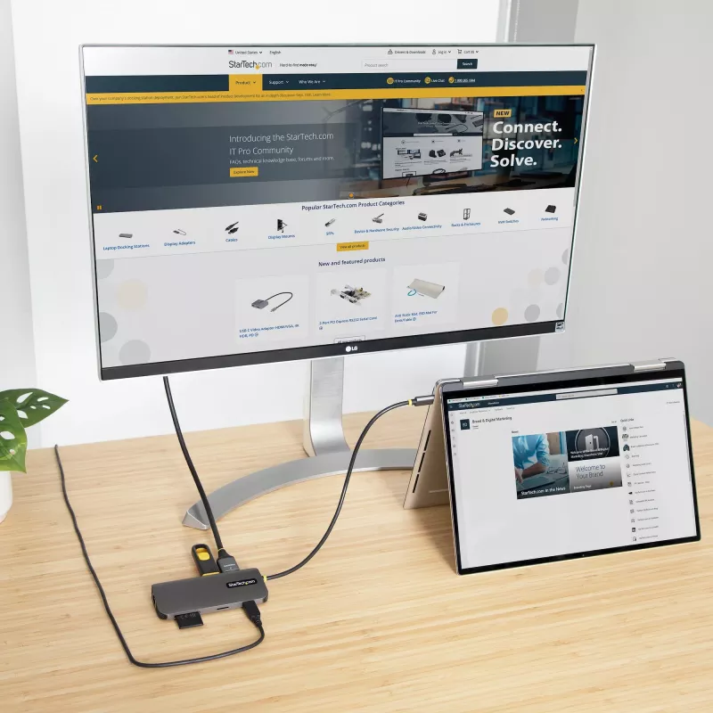 StarTech.com USB-C-Multiport-Adapter – 4K 60Hz HDMI-Video, 3-Port 5Gbit/s USB-A-Hub, 100W USB Power Delivery Durchschleifung/GbE/SD/MicroSD, 30cm Kabel, tragbare Laptop-Dockingstation