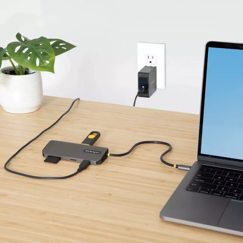 StarTech.com USB-C-Multiport-Adapter – 4K 60Hz HDMI-Video, 3-Port 5Gbit/s USB-A-Hub, 100W USB Power Delivery Durchschleifung/GbE/SD/MicroSD, 30cm Kabel, tragbare Laptop-Dockingstation