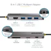 StarTech.com USB-C-Multiport-Adapter – 4K 60Hz HDMI-Video, 3-Port 5Gbit/s USB-A-Hub, 100W USB Power Delivery Durchschleifung/GbE/SD/MicroSD, 30cm Kabel, tragbare Laptop-Dockingstation