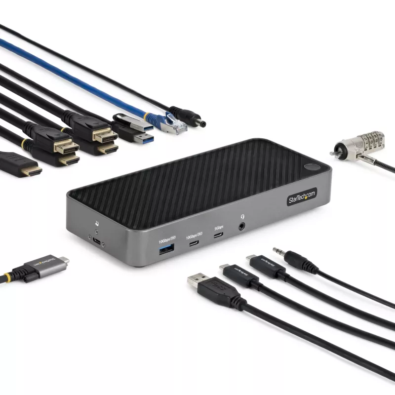 StarTech.com USB-C Triple Monitor Docking Station - HDMI/DP Triple 4k USB-C Dock - 5x USB Hub - GbE - 100W PD - Universal Multi Monitor Docking Station - Thunderbolt 3/4 Kompatibel