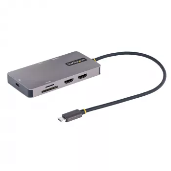 StarTech.com USB-C-Multiport-Adapter, Dual-HDMI-Video, 4K 60Hz, 2-fach 5 Gbit/s USB-A-Hub, 100 W Power Delivery Pass-Through/GbE/SD/MicroSD, 30 cm Kabel, Reise-Dock, Laptop-Dockingstation
