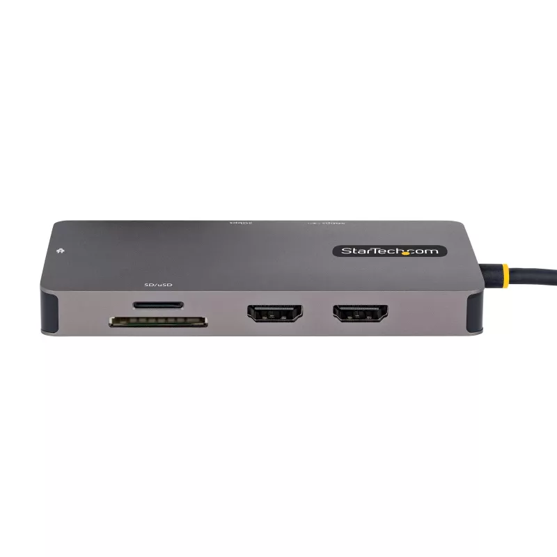 StarTech.com USB-C-Multiport-Adapter, Dual-HDMI-Video, 4K 60Hz, 2-fach 5 Gbit/s USB-A-Hub, 100 W Power Delivery Pass-Through/GbE/SD/MicroSD, 30 cm Kabel, Reise-Dock, Laptop-Dockingstation