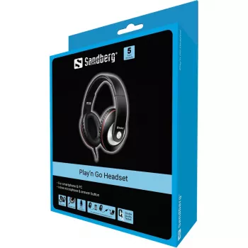 Sandberg Play'n Go Headset Schwarz, Kabelgebunden, Anrufe/Musik, 20 - 20000 Hz, 430 g, Headset, Schwarz
