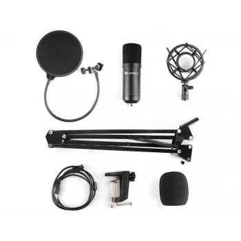 Sandberg Streamer USB Microphone Kit, Studio microphone, -27 dB, 30 - 16000 Hz, 24 bit, 96 kHz, Unidirectional