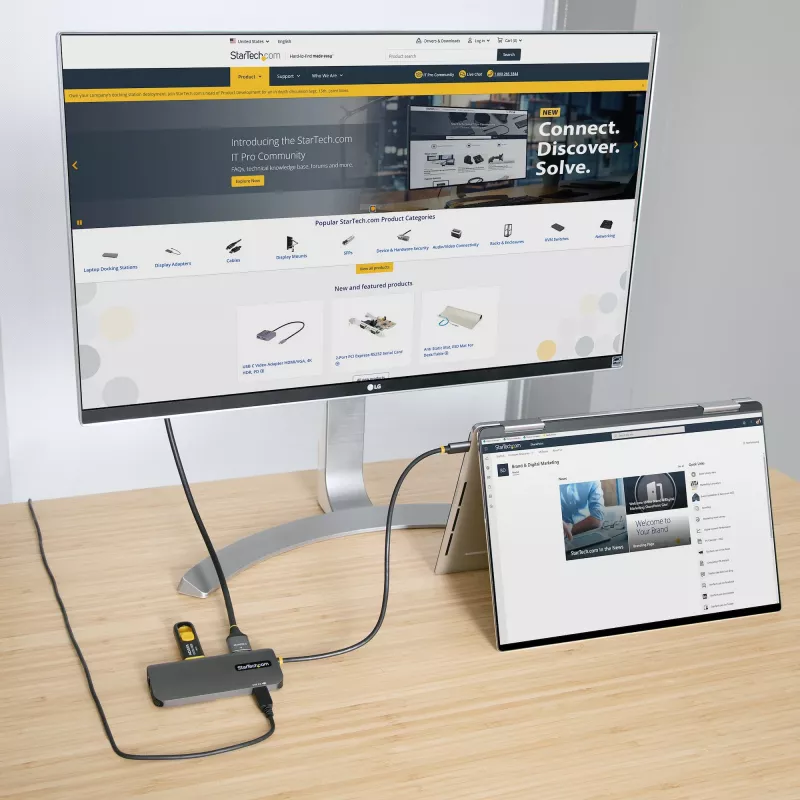 StarTech.com USB-C-Multiport-Adapter, 4K 60Hz HDMI-Video, 3-Port-5Gbps-USB-Hub, 100W Power Delivery Pass-Through, GbE, 30 cm Kabel, Mini-Reisedock, Laptop-Dockingstation