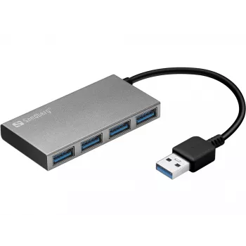 Sandberg USB 3.0 Pocket Hub 4 Ports, USB 3.2 Gen 1 (3.1 Gen 1) Typ-A, USB 3.2 Gen 1 (3.1 Gen 1) Typ-A, 5000 Mbit/s, Weiß, Aluminium, RoHS