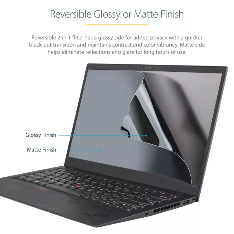 StarTech.com 33,8 cm (13,3 inch) Laptop-Blickschutzfilter – blendfreier Sichtschutz für Breitbild-Displays (16:9) – Laptop-Display-Schutzfolie mit 51 % Blaulichtreduzierung – beidseitig matte/glänzende Seite