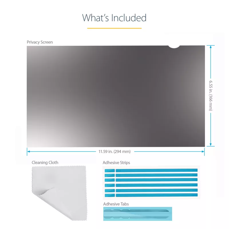 StarTech.com 33,8 cm (13,3 inch) Laptop-Blickschutzfilter – blendfreier Sichtschutz für Breitbild-Displays (16:9) – Laptop-Display-Schutzfolie mit 51 % Blaulichtreduzierung – beidseitig matte/glänzende Seite