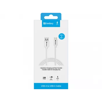 Sandberg USB-C 3.1 USB-A 3.0 1M, 1 m, USB A, USB C, USB 3.2 Gen 1 (3.1 Gen 1), Stecker/Stecker, Weiß