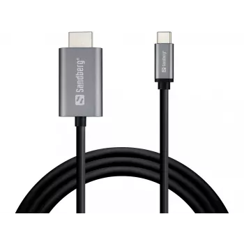 Sandberg USB-C auf HDMI Kabel 2M, 2 m, USB Type-C, HDMI, Stecker, Stecker, gerade