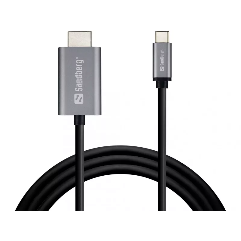 Sandberg USB-C auf HDMI Kabel 2M, 2 m, USB Type-C, HDMI, Stecker, Stecker, gerade
