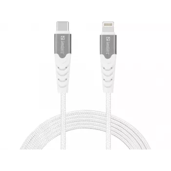 Sandberg USB-C PD to Lightning MFI 1M PRO, 1 m, Lightning, USB C, Stecker, Stecker, Weiß