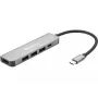 Sandberg USB-C Dock HDMI+3xUSB+PD 100W, Kabelgebunden, USB 3.2 Gen 1 (3.1 Gen 1) Typ-C, 100 W, Grau, 4K Ultra HD, Aluminium