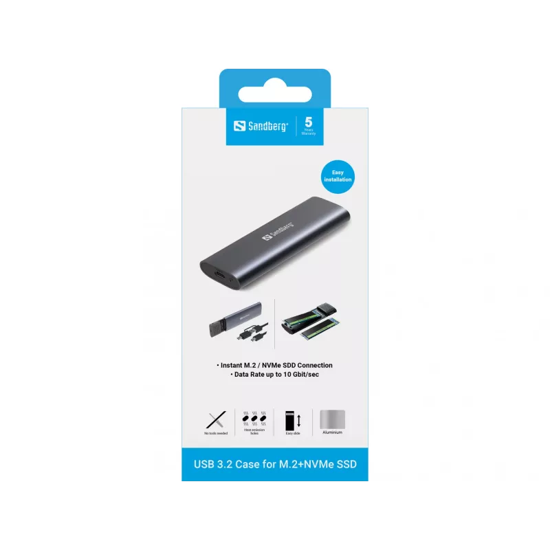 Sandberg USB 3.2 Gehäuse für M.2+NVMe SSD