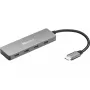 Sandberg USB-C auf 4 x USB-C Hub, USB 3.2 Gen 1 (3.1 Gen 1) Type-C, USB 3.2 Gen 1 (3.1 Gen 1) Type-C, 10000 Mbit/s, Grau, Aluminium, 0,15 m