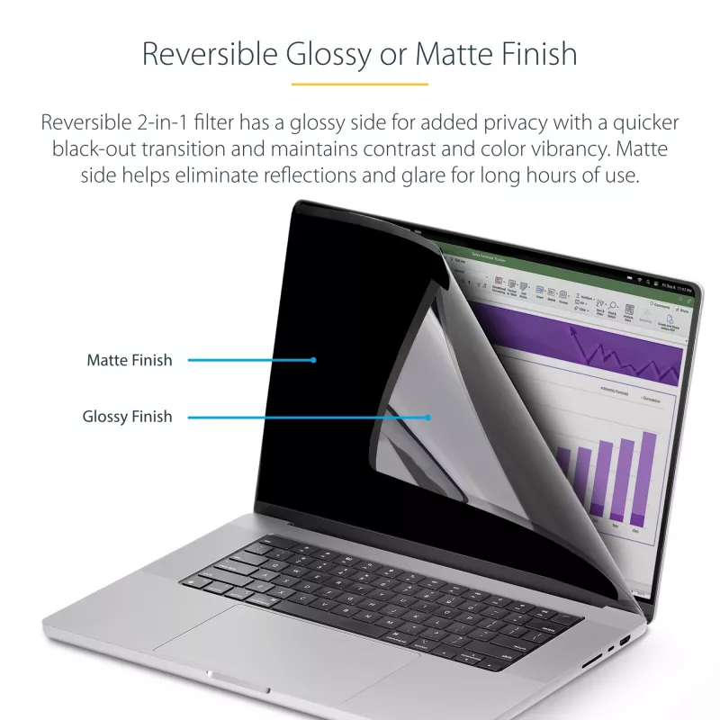 StarTech.com 13-Zoll MacBook Air M2/M3 Laptop-Blickschutzfolie, abnehmbare und umkehrbare blendfreie Blickschutzfolie, magnetischer Laptop-Bildschirmschutz mit 51% Blaulichtreduzierung