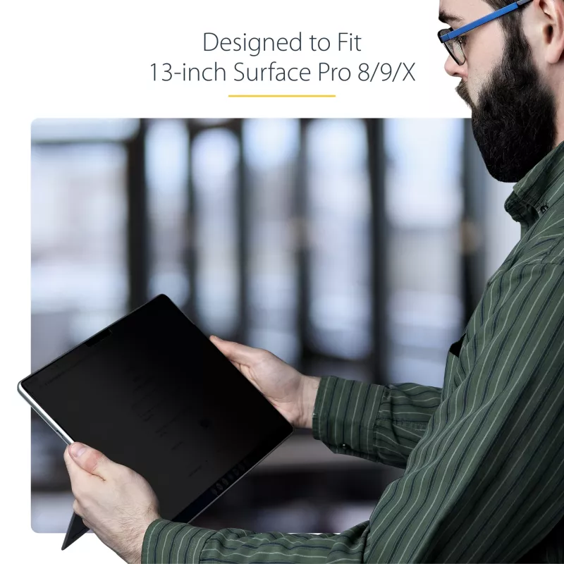 StarTech.com 4-Wege-Blickschutzfilter für 13-Zoll Surface Pro 8/9/X Laptop, Hoch-/Querformat, Touch-fähig, +/- 30° Blickwinkel, blockiert bis zu 51% Blaulicht, blendfrei