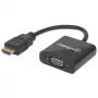 Manhattan HDMI-zu-VGA-Konverterkabel, 1080p, 30 cm, Stecker auf Buchse, Micro-USB-Stromeingang für zusätzliche Stromversorgung bei Bedarf, Schwarz, drei Jahre Garantie, entspricht HD2VGAE2.