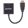 Manhattan HDMI-zu-VGA-Konverterkabel, 1080p, 30 cm, Stecker auf Buchse, Micro-USB-Stromeingang für zusätzliche Stromversorgung bei Bedarf, Schwarz, drei Jahre Garantie, entspricht HD2VGAE2.