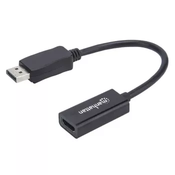 Manhattan DisplayPort 1.1 zu HDMI Adapterkabel, 1080p@60Hz, Stecker auf Buchse, Schwarz, Kabel 15cm, DP mit Verriegelung, nicht bidirektional, drei Jahre Garantie, entspricht DP2HDMI