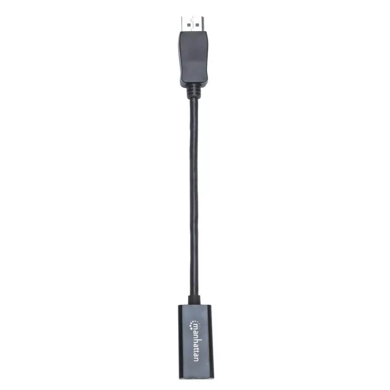 Manhattan DisplayPort 1.1 zu HDMI Adapterkabel, 1080p@60Hz, Stecker auf Buchse, Schwarz, Kabel 15cm, DP mit Verriegelung, nicht bidirektional, drei Jahre Garantie, entspricht DP2HDMI