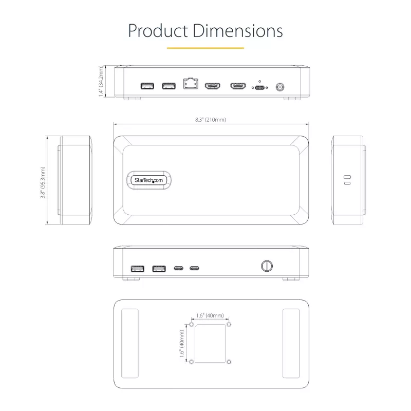 StarTech.com Dual-Monitor USB4 Dockingstation, Dual 4K 120Hz oder Single 8K 60Hz HDMI, 100W Laptop-Ladung, 2,5GbE, USB-C Multi-Monitor Dock, treiberlos